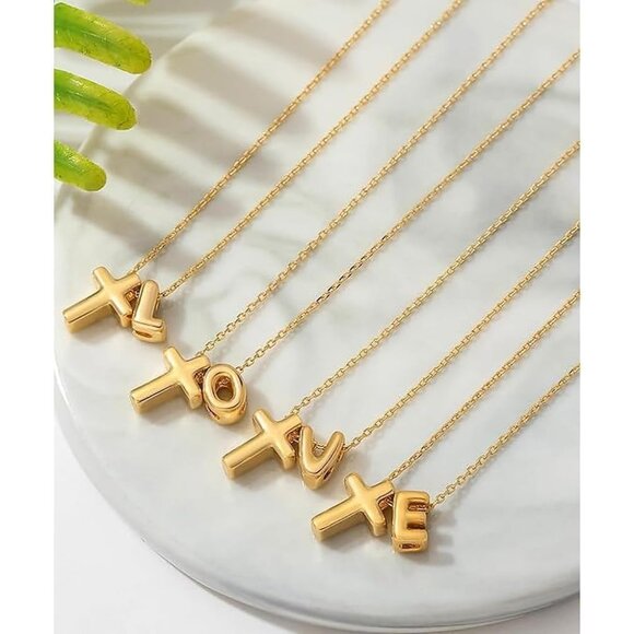 Waterproof 14K Gold Initial Necklace with Adjustable Chain - Elegant & Stylish - Picture 5 of 9